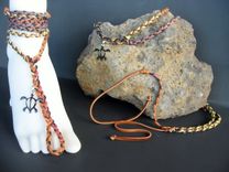 Deerskin Hand Braided Barefoot Sandals. Rainbow Colors Hemp. Boho Chic. Dancer Jewelry. 1 small