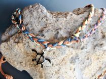 Deerskin Hand Braided Barefoot Sandals. Rainbow Colors Hemp. Boho Chic. Dancer Jewelry. 2 small