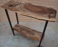 Live Edge Walnut Entry Table With Steel Base 6 small