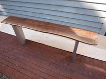 Live Edge Walnut Console Table With Curved Steel Base 5 small