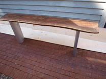 Live Edge Walnut Console Table With Curved Steel Base 3 small