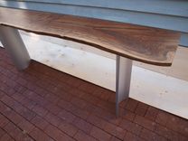 Live Edge Walnut Console Table With Curved Steel Base 6 small