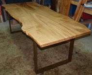Live Edge Chestnut Table With Steel Base. 1 small