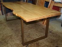 Live Edge Chestnut Table With Steel Base. 2 small