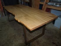 Live Edge Chestnut Table With Steel Base. 4 small