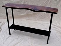 Live Edge Walnut Console Table With Steel Base & Shelf 1 small