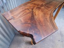 Live Edge Walnut Console Table With Maple Base & Shelf 1 small