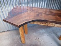 Live Edge Walnut Console Table With Maple Base & Shelf 2 small
