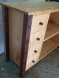 Reclaimed Maple Wood Bookcase With Drawers 5 small
