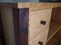 Reclaimed Maple Wood Bookcase With Drawers 6 small