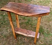 Live Edge Walnut Console Table & Maple Base 5 small
