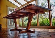 Salvaged Redwood Slab Dining Table 3 small