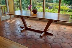 Salvaged Redwood Slab Dining Table 4 small