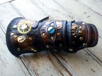 Brown And Brass Steampunk Leather Vanbrace 3 small