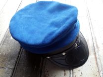 Blue Leather Motorcycle Style Hat 1 small
