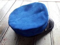 Blue Leather Motorcycle Style Hat 2 small