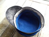 Blue Leather Motorcycle Style Hat 5 small