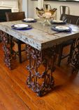 New Orleans Dining Room Table Made From Distressed Wood And Wrought Iron 2 small