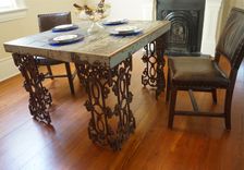 New Orleans Dining Room Table Made From Distressed Wood And Wrought Iron 4 small