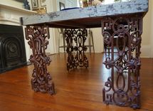 New Orleans Dining Room Table Made From Distressed Wood And Wrought Iron 5 small