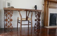 The Piety Table-Console Table Or Writing Desk Made From Reclaimed Wood And Wrought Iron 3 small
