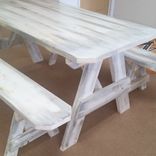 6ft Picnic Table With Distressed Finish ! 4 small