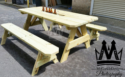6ft Picnic Table With Built In Detached Seats 2 small