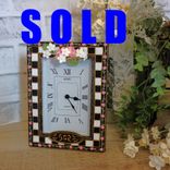 Courtly Clock Black And White Checks With Pink Roses Clock Decor Checked Whimsy 1 small