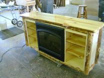 Aspen Log Tv Stand With A Built In Electric Fire Place 4 small