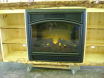 Aspen Log Tv Stand With A Built In Electric Fire Place 6 small