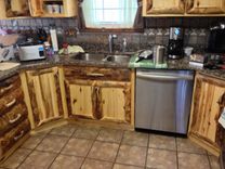 Rustic Aspen Log Kitchen Cabinets And Built In Wall Spice Rack 3 small