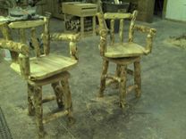 Custom Rustic Log And Reclaimed Barn Wood Bar Stools 1 small