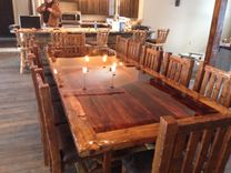Custom Built Reclaimed Barn Wood Dinning Room Table And Chairs 1 small