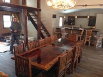 Custom Built Reclaimed Barn Wood Dinning Room Table And Chairs 2 small