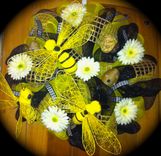 Beautiful Bees Deco Mesh Wreath 1 small