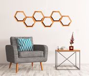 Wine Barrel Honeycomb Floating Shelves , Hexagon Shelves 4 small