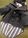 Grey Wool Check And Pink Stitch Boy's Tailored Jacket And Collar And Bow Tie 3 small