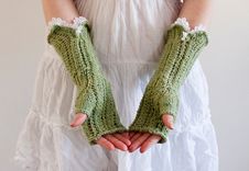 Hand Knit Fingerless Gloves 2 small