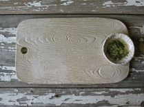 Faux Bois Stoneware Cheese Board - Fruit & Cheese Service - Bread & Olive Oil 5 small