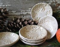 Pottery Prep Bowl - Vanilla Bean - Tea Bag Holder- Wedding Favor - Candle Holder - Ring Dish 1 small