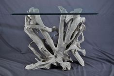 Sun Bleached Driftwood And Glass Foyer Table 1 small