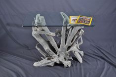 Sun Bleached Driftwood And Glass Foyer Table 4 small