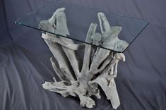 Sun Bleached Driftwood And Glass Foyer Table 6 small