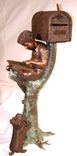 Mailbox Boy w Dog Bronze  Statue | Life Size Bronzes - Custom Bronze Statues & Sculptures - Lost Wax Casting 5 small