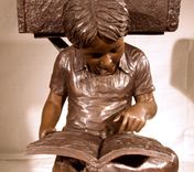 Mailbox Boy w Dog Bronze  Statue | Life Size Bronzes - Custom Bronze Statues & Sculptures - Lost Wax Casting 6 small
