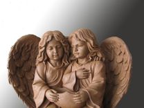Memorial Statue of 2 Angels / Represents 2 daughter's who died in a car accident to be buried together.  3 small