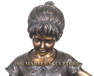 Girl With Precious Pony, Bronze Sculpture 2 small