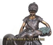 Girl With Precious Pony, Bronze Sculpture 3 small