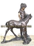 Girl With Precious Pony, Bronze Sculpture 4 small