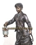 Boy And His Dog Bronze Lantern 1 small